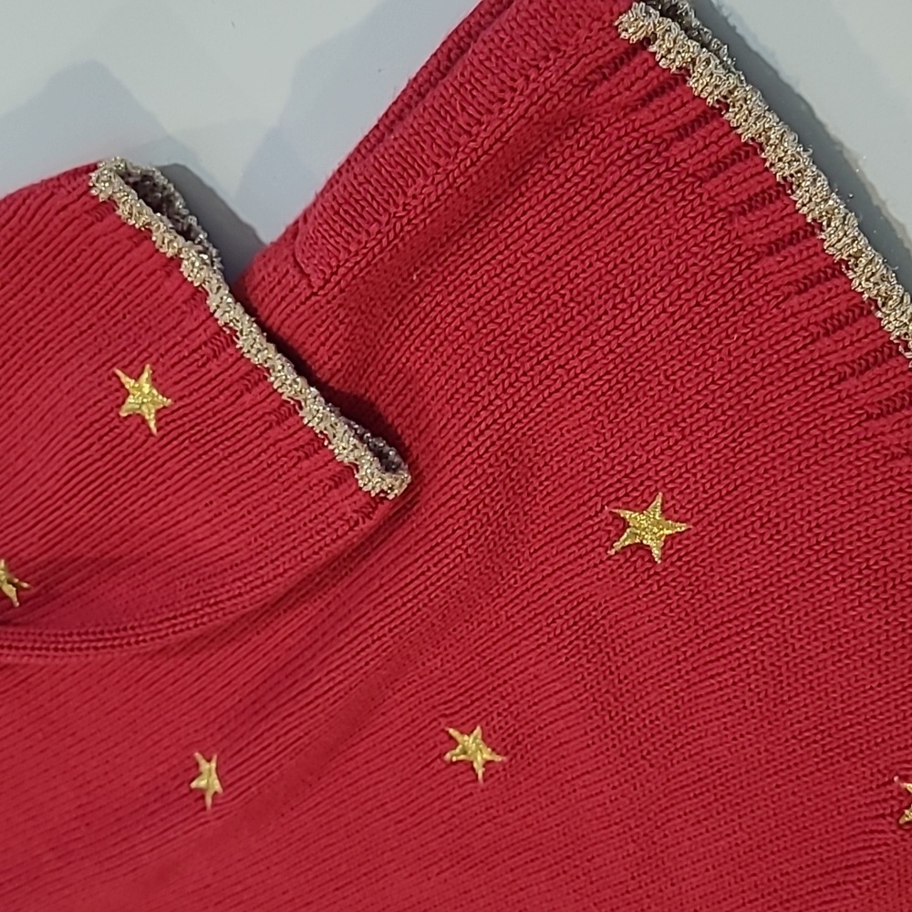 Euc Vtg Quacker Factory Red Turtleneck Knit Sweat… - image 2